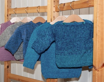 Sweater for babies and toddlers made from natural yarns