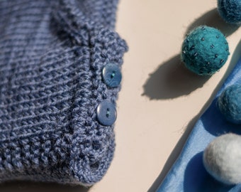 Babypullover aus Merinowolle in Indigoblau Größe 68