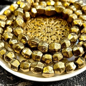 60pc&lt; 8 mm handmade brass irregular bead , brass beads , African brass bead,  tribal , Brass Ring Beads, metal spacer bead , ethnic beads