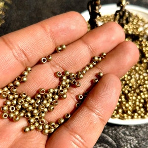 510pc 3mm Polished Brass Round Beads: Macrame Jewelry Supplies