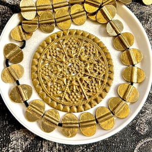 30pc&lt; 14mm handmade raw brass oval shape bead , antique beads , African brass  bead,  Brass spacer Beads, metal spacer bead , ethnic beads
