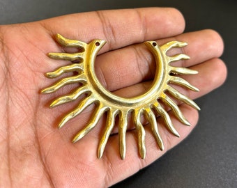large brass shiny  sun  pendent \ handmade brass bohemian pendants \ beads for jewelry \ tribal charm,  Crafts ,Beading Supplies