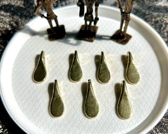 16pc Raw Brass Teardrop Charms: Macrame Jewelry Findings (21mm)