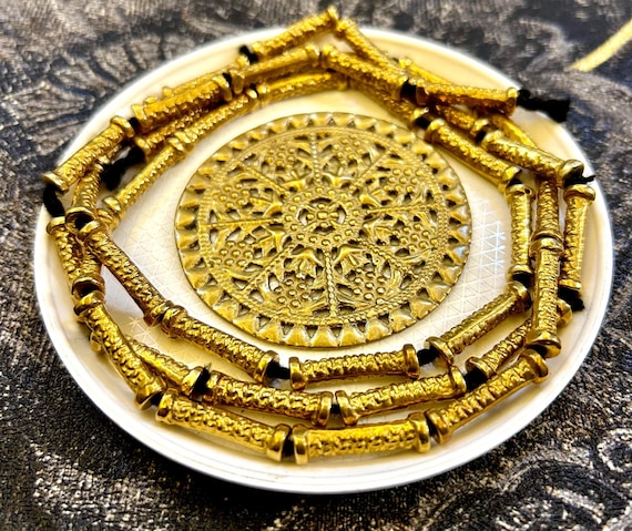 40 pc Brass Tube Beads: 19mm African Metal Spacer Beads