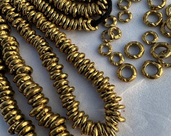 100pc Polished Brass Faceted Round Beads: Macrame Jewelry Charms (12mm or 9mm)