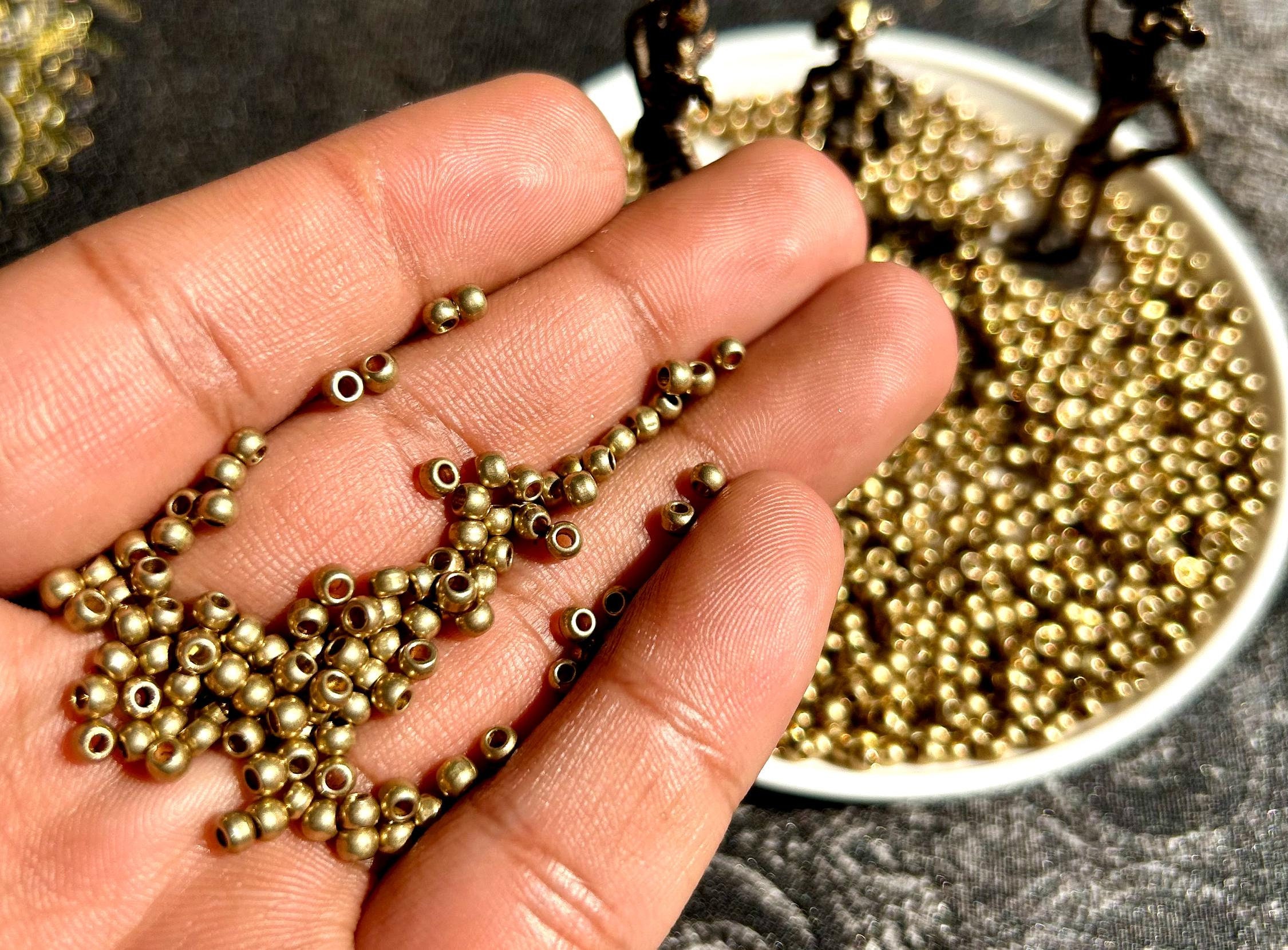 30 Perline Intermedie In Ottone 4mm - Foro 2mm, Per Bracciali, Collane E Artigianato Fai Da Te - Foto 5