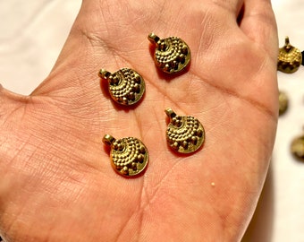 20 pc Polished Brass Tribal Charms: Macrame Jewelry Beads (17mm)