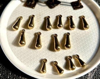 20pc Brass Drop Charms: 17mm Raw Brass Jewelry Findings