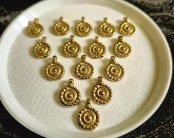 25 pc Polished Brass Charms 15mm: Macrame, Jewelry Making, Boho Style