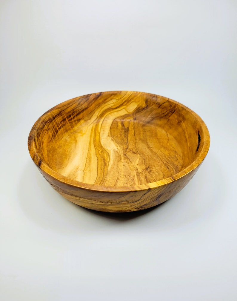 Large Wood Bowl, Olive wood plate, food tableware, wooden plate, Olive wood bowl, camping bowl, gift for mom, mothers day gift image 2