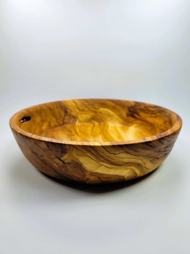 Large Wood Bowl, Olive wood plate, food tableware, wooden plate, Olive wood bowl, camping bowl, gift for mom, mothers day gift image 1