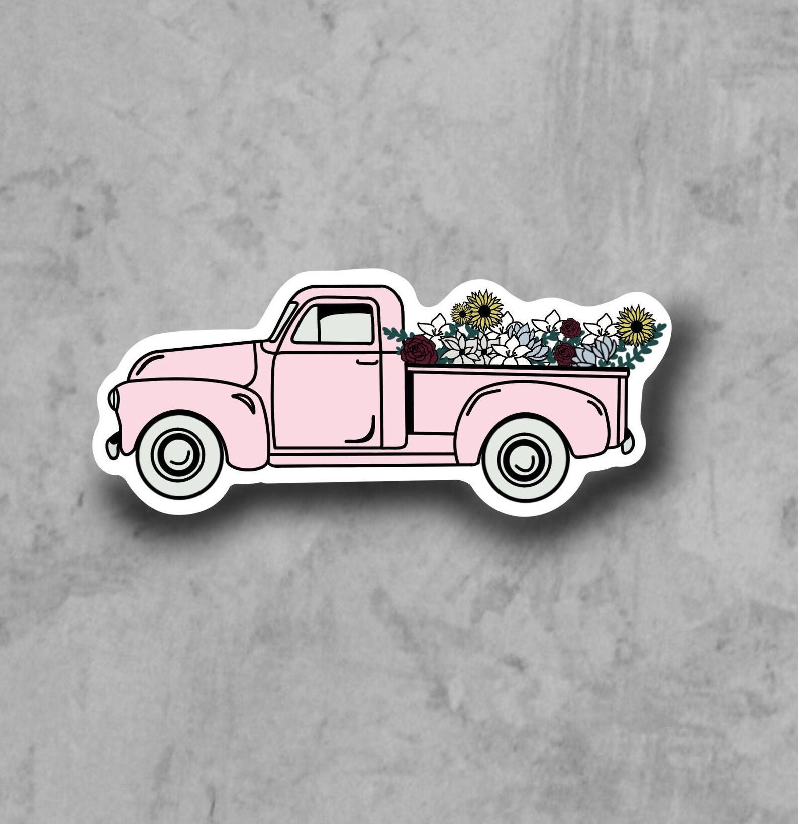 Flower Pick up Truck Die Cut Sticker Etsy 日本