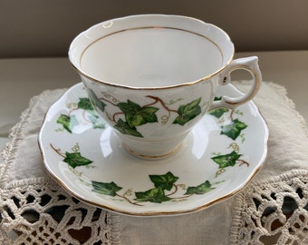 Vintage Minton England Lothian 4 cup and saucer sets Green Ivy Vines 
