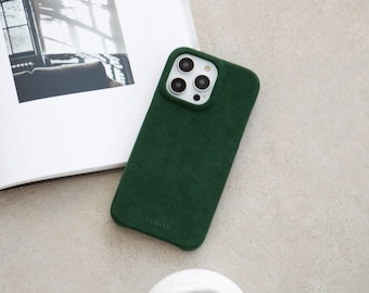 Malachite Green Alcantara Suede iPhone Case - MagSafe Compatible