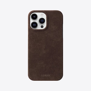 The Sport iPhone Case - Deep Brown by Luriax | Alcantara Suede Phone Case Compatible with iPhone 14 Pro and 14 Pro Max