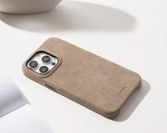 The Classic iPhone Case - Malibu Beige by Luriax | Alcantara Suede Phone Cover MagSafe Compatible - iPhone 15 Pro and 16 Pro Series