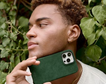 British Racing Green Alcantara Suede iPhone Case - MagSafe Compatible