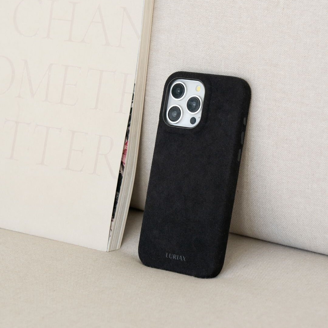 Alcantara Suede iPhone Case: Black, Shockproof, MagSafe Compatible