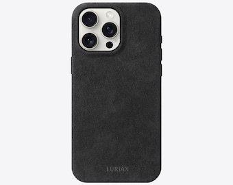 The Classic iPhone Case - Charcoal Black by Luriax | Alcantara Suede Phone Case Compatible with iPhone 15 Pro and 15 Pro Max