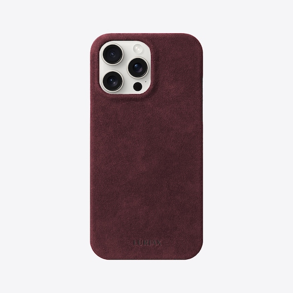 Burgundy Alcantara Suede iPhone Case: MagSafe Compatible