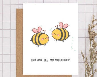 Would you Bee my Valentine? Card, Valentine's Day Card, Anniversary Card, Love Card