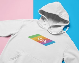 Love Gay Pride Hoodie / Retro Pride Hoodie / Cute Rainbow Sweatshirt / LGBTQ Shirt / Equality / Equal Rights / Men's + Women's Unisex