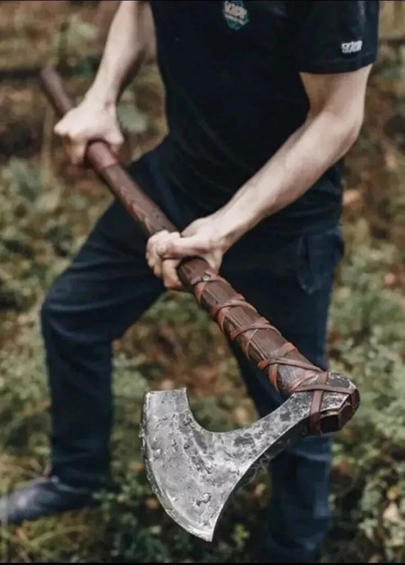 Ragnar Lothbrok Viking Axe – Hand-Forged Carbon Steel Functional Battle Axe | Norse Berserker Camping Axe With Leather Sheath