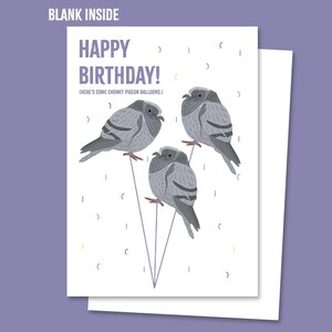 Biglietto di auguri per il compleanno di un piccione, divertente, con palloncini, per gli amanti degli animali, auguri, festa, biglietto per lei, biglietto per lui, biglietto per bambini