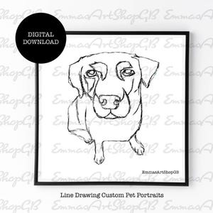 Benutzerdefinierte Linie Zeichnung Haustier Porträt, lustige Haustier Porträt, Haustier-Liebhaber-Geschenk, personalisiertes Porträt, Minimalist, Haustier Umriss Zeichnung, Tattoo-Design