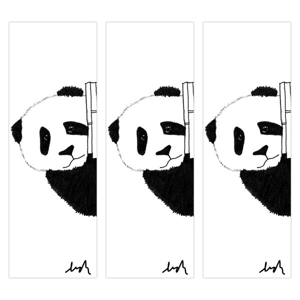 Cute Panda Bookmark, Book Accessories, Black and White Illustration, Bookish, Bookworm Gift, Gift for Her, Stocking Filler, Christmas