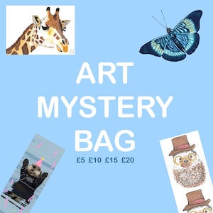 Art Mystery Bag, Grab Bag, Bookmarks, Bookish, Book Accessories, Art Prints, Stickers, Lucky Dip, Mystery Box, Surprise, Gift for Her