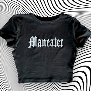 Maneater Crop Top Shirt | Ubrania Grunge | Ubrania Gotyckie | Top Y2K