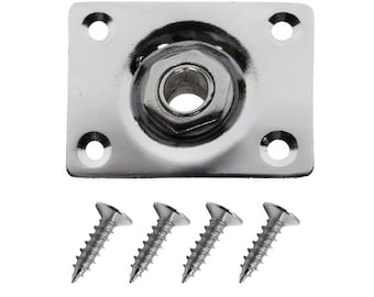 Musician.Tools Chrome/Silver Rectangular Jack and Plate for Jackson, Ibanez, Charvel, PRS, ESP