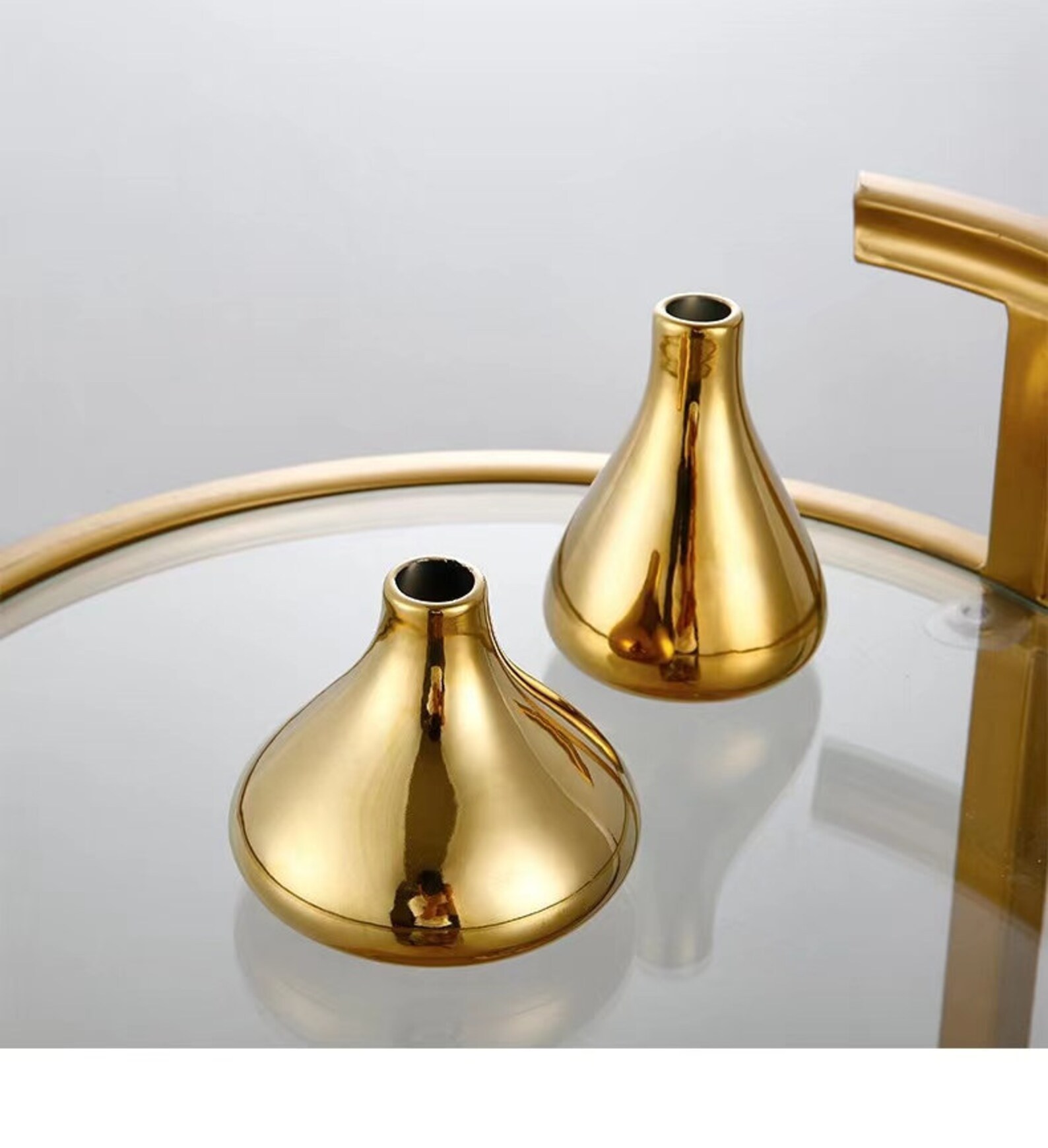 Gold Ceramic Small Vase Water Drop Shaped Small Diameter Etsy