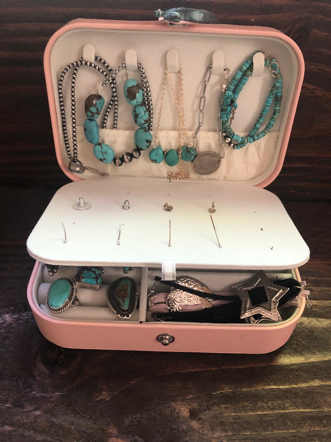 Genuine cowhide travel jewelry box Etsy