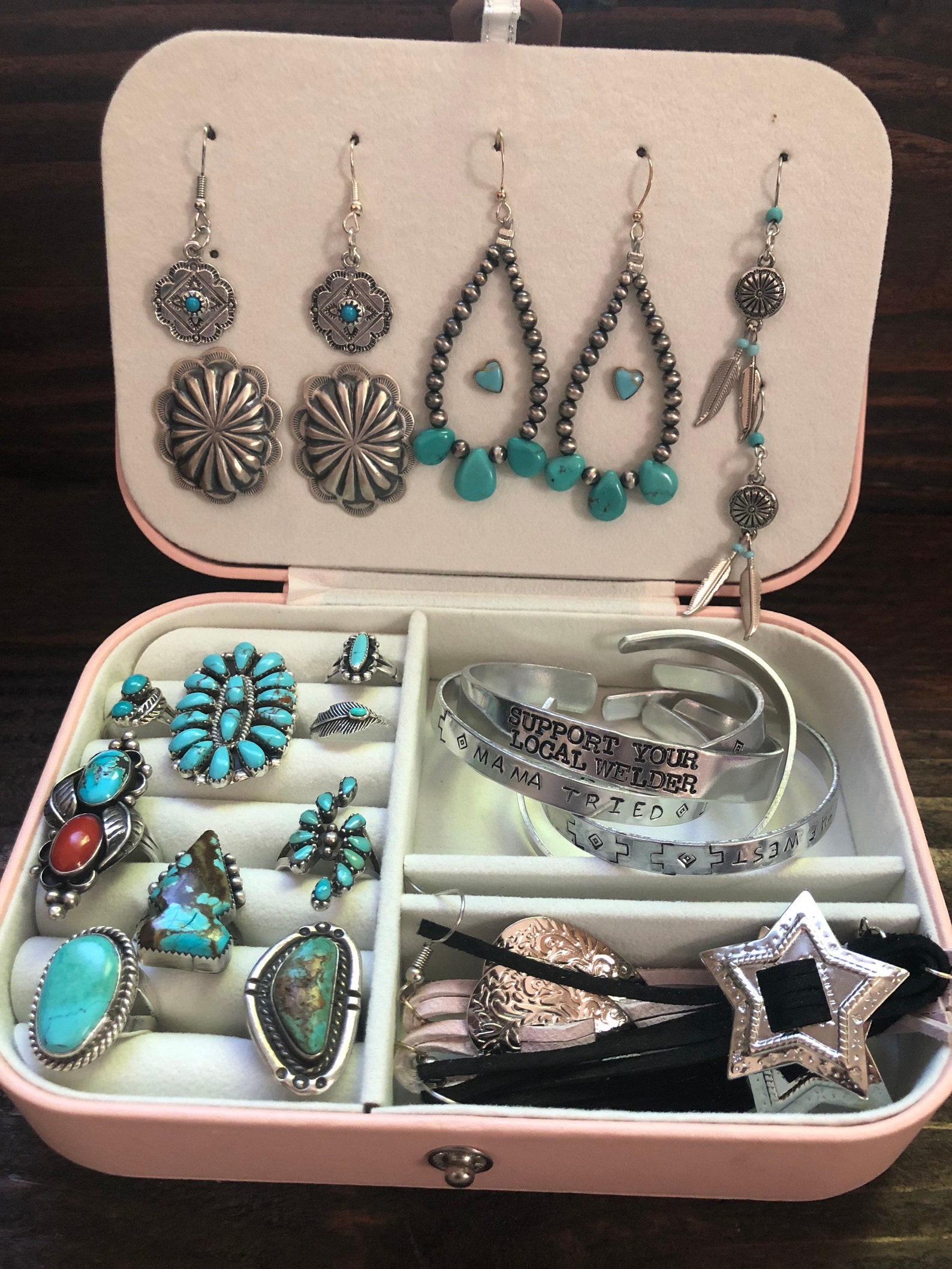 Genuine cowhide travel jewelry box Etsy