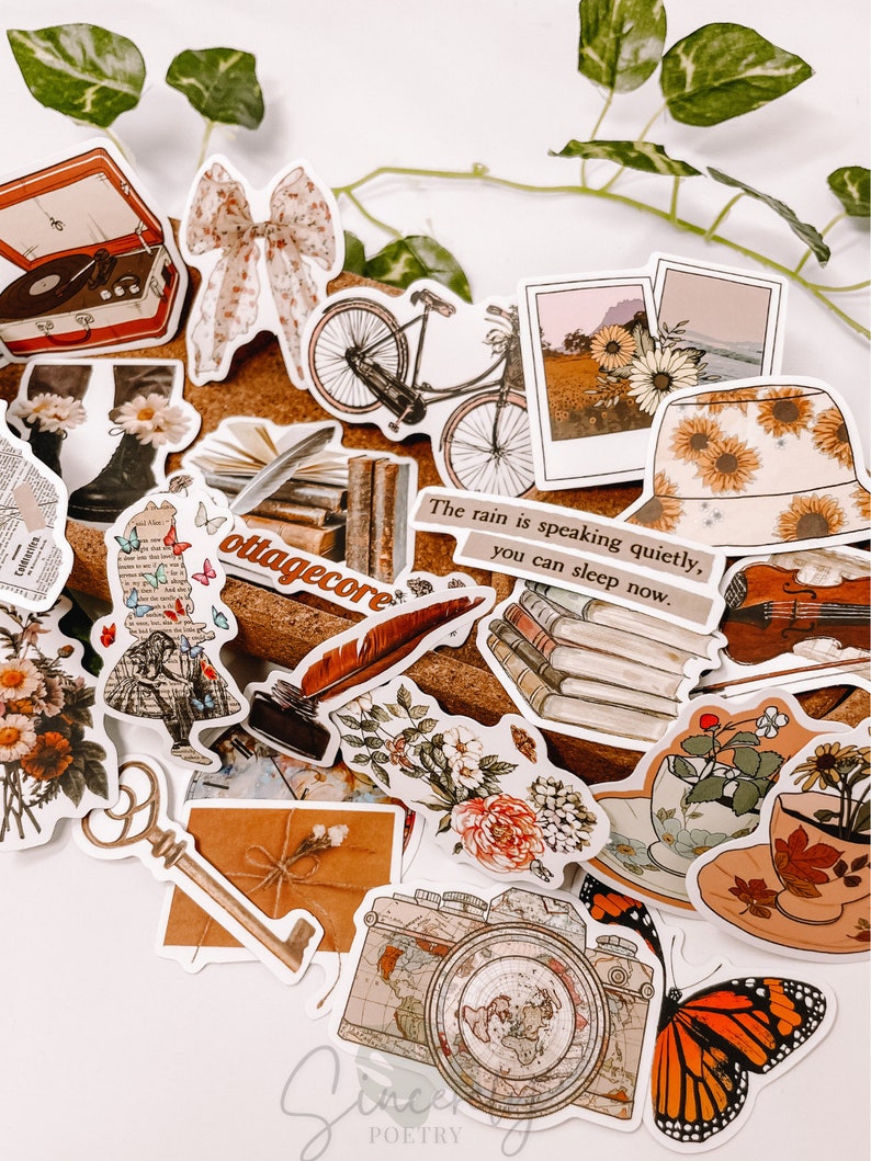 Cottagecore Stickers, Vintage Mushroom Sticker Pack, Bullet Journaling ...
