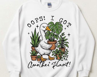 Sudadera "Oops I Got Another Plant", camiseta divertida de "Pato Planta", regalo para amantes de las monsteras, jersey de cuello redondo para jardineros, ropa botánica, amante de las plantas