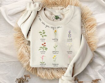 Cottagecore Christian Sweater, sudadera de afirmaciones cristianas, camisa floral para mujer, cuello redondo de verso bíblico, regalo para esposa, camisa de iglesia