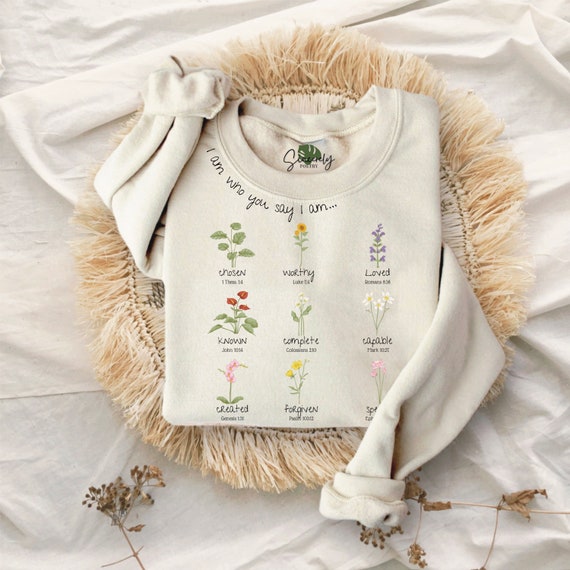 Cottagecore Christian Sweater, Christian affirmations sweatshirt, floral shirt for women, bible verse crewneck, gift for wife, church shirt