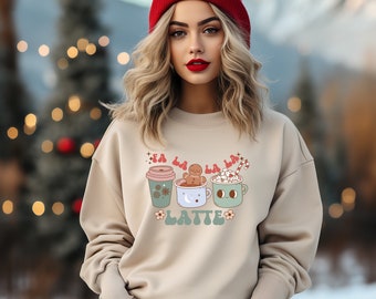 Sudadera con forma de taza de café con leche, Ropa navideña, Sudadera navideña, Navidad acogedora, Regalos de Navidad para mujer, Regalo para amantes del café, Regalo para adolescentes