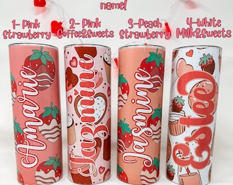 Regalo de San Valentín para esposa, Regalo personalizado para mamá, Nombre personalizado Vaso de San Valentín, Regalo único para mejor amigo, Taza personalizada, Fresa