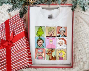 Sudadera navideña estilo película, ropa navideña retro, sudadera navideña, Navidad acogedora, regalos de Navidad para mujer, suéter navideño bonito