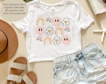 Daisy Retro Sublimation PNG, Happy Face PNG, Retro PNG, preppy png, preppy sublimation png, daisy sublimation, digital download, smiley face