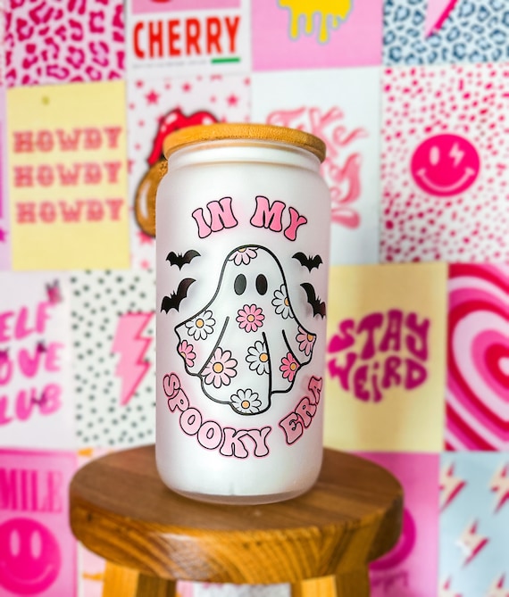Pink Halloween Cup, in My Spooky Era Glass, Iced Coffee Glass