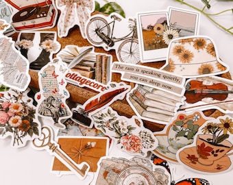 Pacote de adesivos de vinil Cottagecore, estilo vintage para scrapbook e bullet journal.
