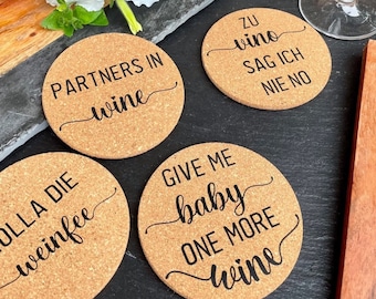 Glass coasters made of cork wine/sparkling wine/Aperol or personalized - individually or as a set of 4