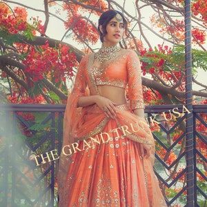 Orange lehenga bridal new arrivals