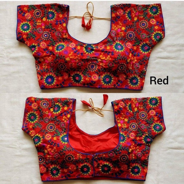 Red Designer Rajasthani Heavy Coding hand work Readymade Choli Blouse Party Wear Wedding Bridal Saree Stitched Crop Sari Top lehenga Blouses