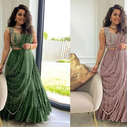 Premium Georgette Hypnotic Light Grey Marriage Wear Lehenga Choli main image 0